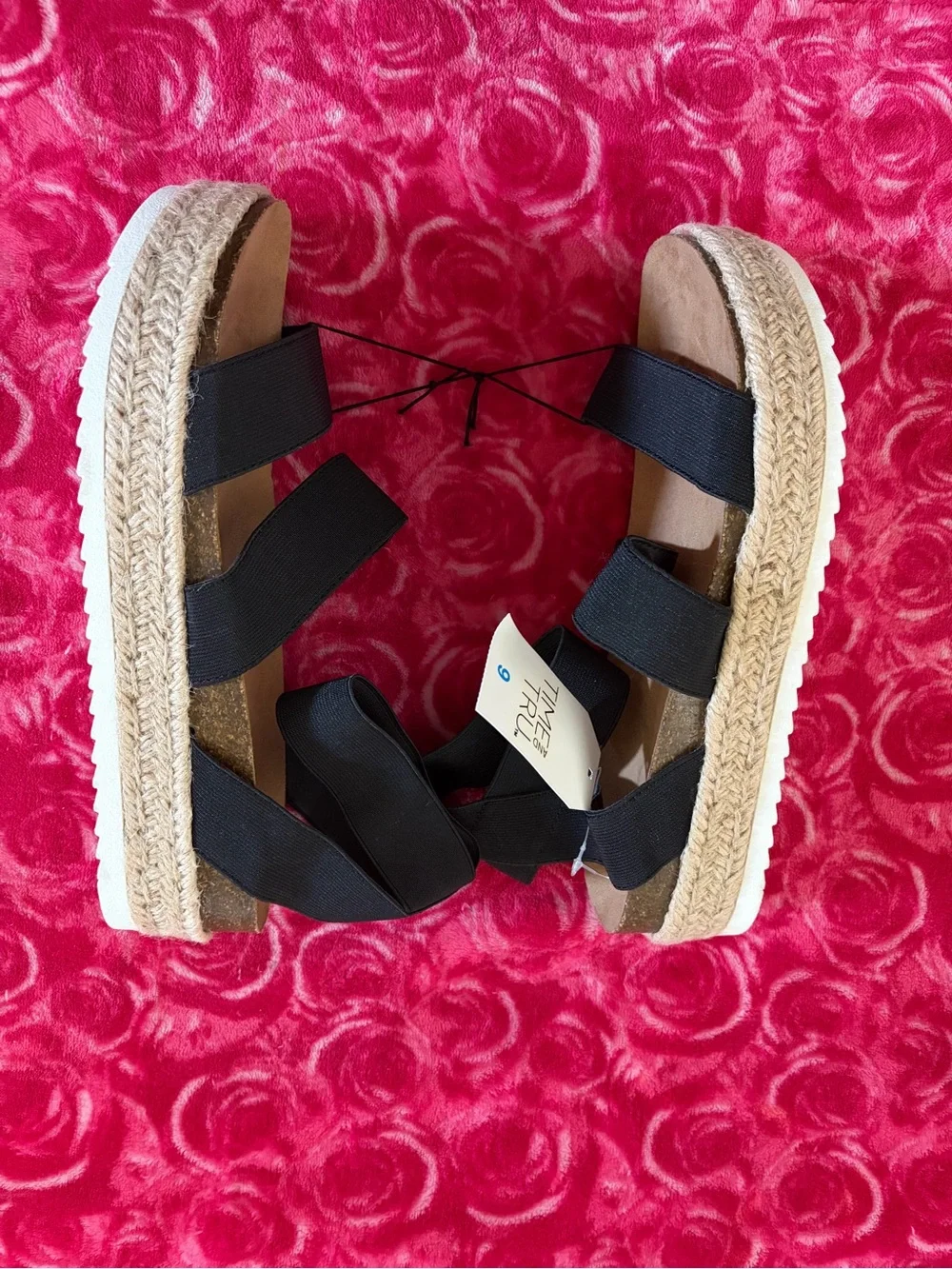 ❤️Black Elastic Strap Espadrille Platform Sandal - Women Size 9 New